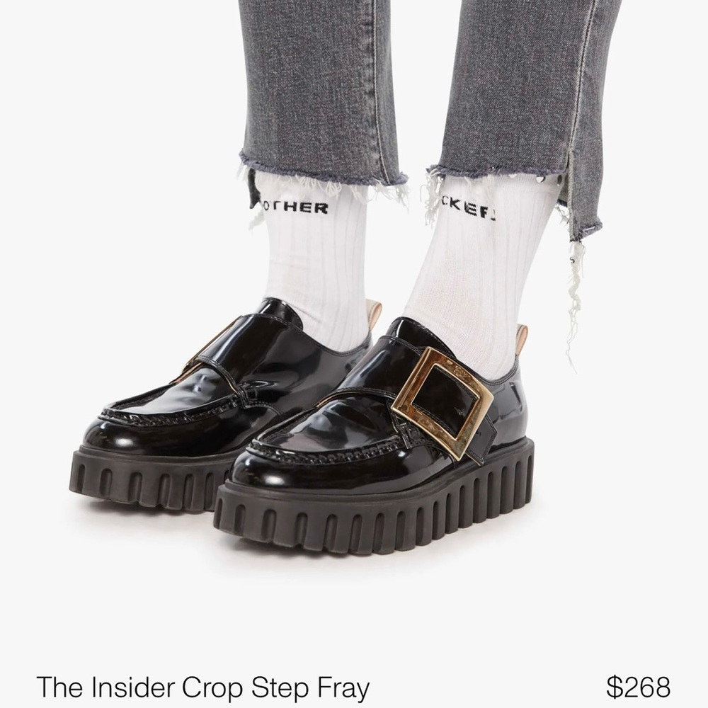MOTHER The Insider Crop Step Gray Denim Jeans - Picture 4 of 5